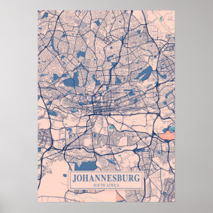 Johannesburg - Südafrika - Breezy City Map  Poster