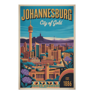 Johannesburg Südafrika Retro-Reiseposter Poster