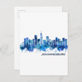 Johannesburg Südafrika Skyline Blue Einladungspostkarte (Vorne/Hinten)