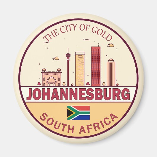 Johannesburg Südafrika Skyline Emblem Magnet (Vorne)