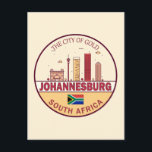 Johannesburg Südafrika Skyline Emblem Postkarte<br><div class="desc">Johannesburg minimalistisches,  bunter Kunstdesign mit Denkmälern und Sehenswürdigkeiten der Stadt in Südafrika.</div>