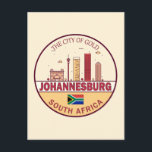 Johannesburg Südafrika Skyline Emblem Postkarte<br><div class="desc">Johannesburg minimalistisches,  bunter Kunstdesign mit Denkmälern und Sehenswürdigkeiten der Stadt in Südafrika.</div>