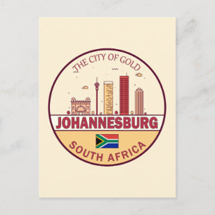 Johannesburg Südafrika Skyline Emblem Postkarte
