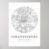 Johannesburg Südafrika Straßenkarte Poster (Vorne)