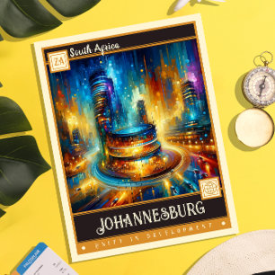 Johannesburg, Südafrika Vintage-Gemälde Postkarte