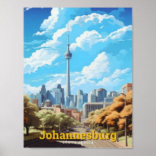 Johannesburg Südafrika Vintage Reise Poster