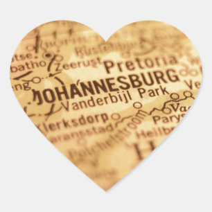 JOHANNESBURG Vintage Karte Herz-Aufkleber