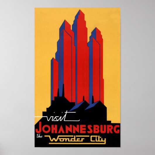 Johannesburg Vintage Travel Poster restauriert (Vorne)