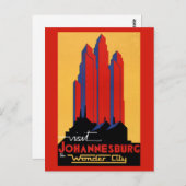 Johannesburg Vintage Travel Poster restauriert Postkarte (Vorne/Hinten)