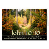John 10 10 Bibel Verse, Fall Forest Path.Card (Vorderseite (Horizontal))