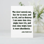 John 10:10 KJV Bible Scripture Gruß Karte (Stehend Vorderseite)