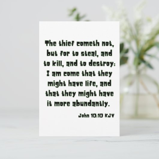 John 10:10 KJV Bible Scripture Gruß Karte (Stehend Vorderseite)
