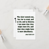 John 10:10 KJV Bible Scripture Gruß Karte (Vorderseite/Rückseite Beispiel)