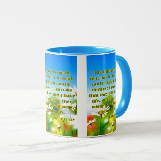 John 10:10 KJV Bible Scripture Pic Two-Tone Tasse (VorderseiteRechts)