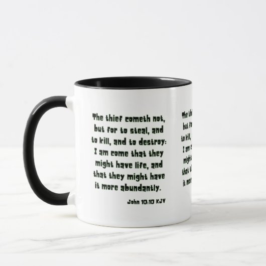 John 10:10 KJV Bible Scripture Two-Tone Tasse (Links)