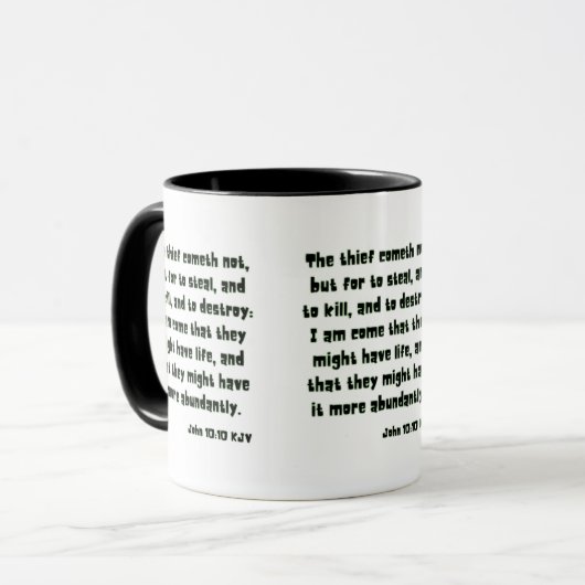 John 10:10 KJV Bible Scripture Two-Tone Tasse (Vorderseite Links)