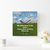 John 10:27 Mein Schaf Quadratische Wanduhr (Zuhause)