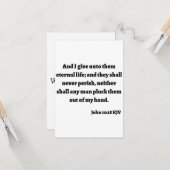 John 10:28 KJV Bible Verse Flat Greeting Card Karte (Vorderseite/Rückseite Beispiel)