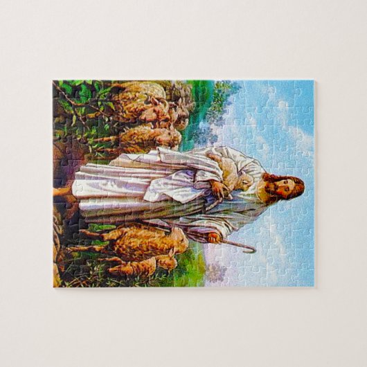 John-10:7 - 21 bin ich der gute Hirte-Puzzlespiel Puzzle (Horizontal)