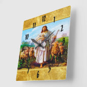 John 10:7-21 I Am the Good Shepherd Quadratische Wanduhr (Winkel)