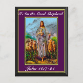 John 10:7-21 Ich bin der gute Hirte Lila Rahmen Postkarte (Vorderseite)
