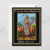 John 10:7-21 Ich bin der gute Hirte schwarzen Rahm Postkarte (Vorne/Hinten)