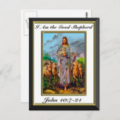 John 10:7-21 Ich bin der gute Hirte Weiße Rahmen Postkarte (Vorne/Hinten)