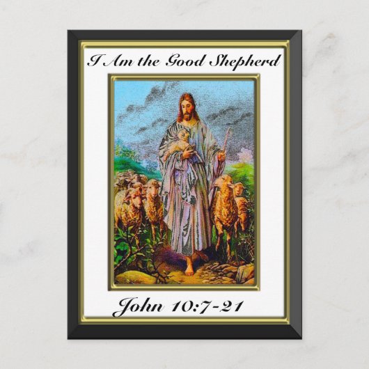 John 10:7-21 Ich bin der gute Hirte Weiße Rahmen Postkarte (Vorderseite)
