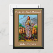 John 10:7-21 Ich bin der gute Schäferbraun Rahmen Postkarte (Vorne/Hinten)