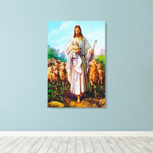 John 10:7-21 Ich bin die gute Hirtenfrau-Leinwand Leinwanddruck (Insitu (Holzboden))