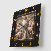 John 10:7 Shepherd Field Artwork Quadratische Wanduhr (Winkel)