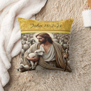 John 10:7 Shepherd Field Kunstwerk Kissen