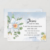 John 11:25 Bibel Verse Frühlingsblumen Ostern Postkarte (Vorne/Hinten)