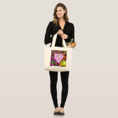 JOHN 11:25 LILA WILD-BLUME JUMBO STOFFBEUTEL (Vorderseite (Model))