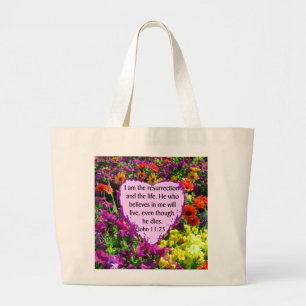 JOHN 11:25 LILA WILD-BLUME JUMBO STOFFBEUTEL