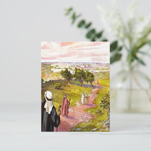 John 11:55-57 Bis nach Jerusalem für Pessach Postw Postkarte (Stehend Vorderseite)