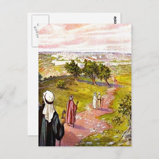John 11:55-57 Bis nach Jerusalem für Pessach Postw Postkarte (Vorne/Hinten)