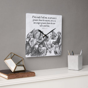 John 13:16 Christliche Bibel Jesus Wall Uhr