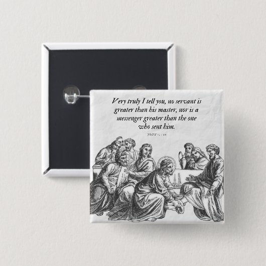 John 13:16 Jesus & 12 Jünger Christliche Bibel Button (Vorne & Hinten)