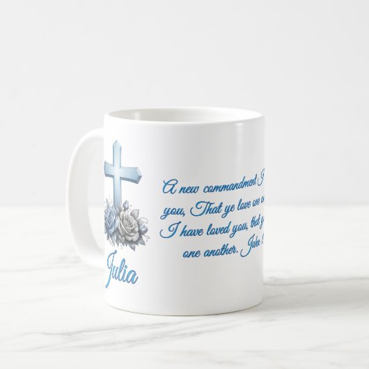John 13:34 Personalized Rose Coffee Mug Kaffeetasse (Vorderseite Links)