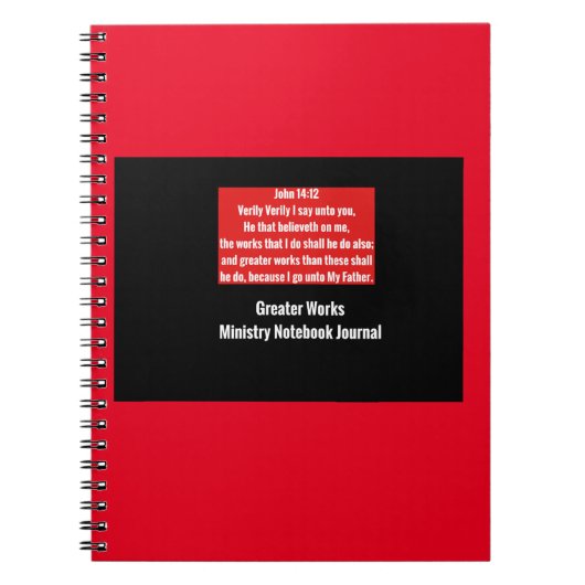 John 14:12 Bible Verse Greater Works Notebook Notizblock (Vorderseite)