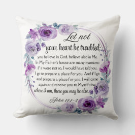 John 14:1-3 Bibelverse Lila Blüte Kissen