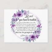 John 14:1-3 Bibelverse Lila Blüte Postkarte (Vorderseite)