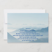 JOHN 14:1:3 Schrift Feier des Lebens Berg Einladung (Vorderseite)