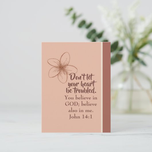 John 14:1 Lasse nicht, dass dein Herz in Schwierig Postkarte (Stehend Vorderseite)