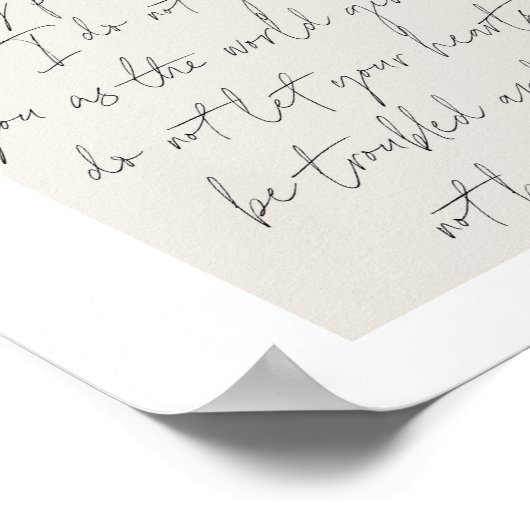 John 14:27 Minimal Boho Beige Arch Script Poster (Ecke)