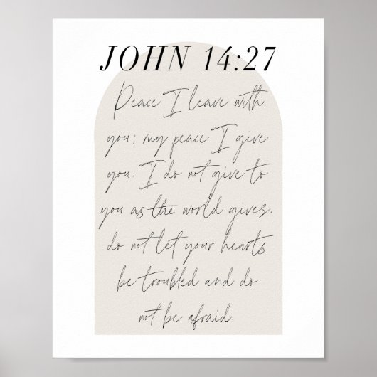 John 14:27 Minimal Boho Beige Arch Script Poster (Vorne)