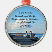 John 14:6 Ich bin der Weg.. Silbernes Ornament (Vorne)