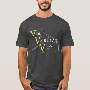 John 14:6: lateinische Schrift: Via, Veritas, Vita T-Shirt