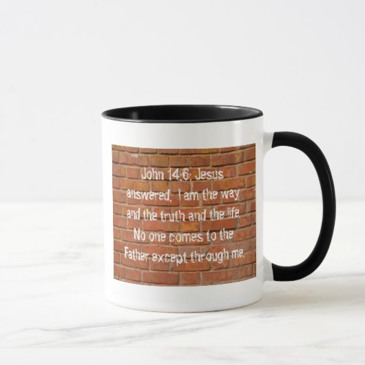 John-14:6 Ziegelstein-Wand-Wecker-Kaffee-Tasse Tasse (Rechts)